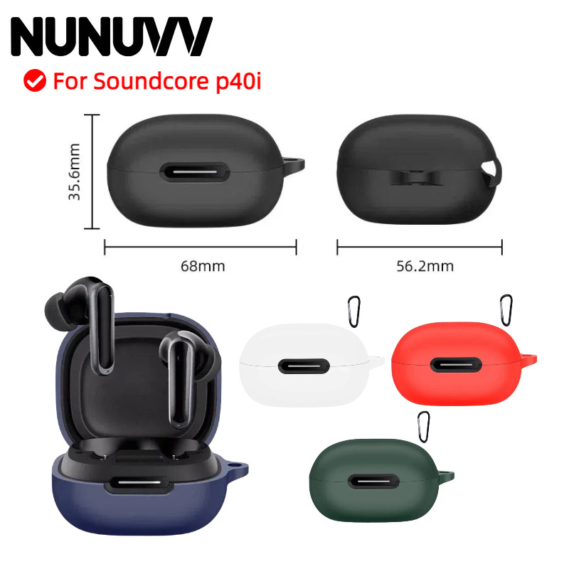 NUNUVV For Anker Soundcore P40i Case Solid Color Silicone Shockproof Bluetooth Earphone Cover for So