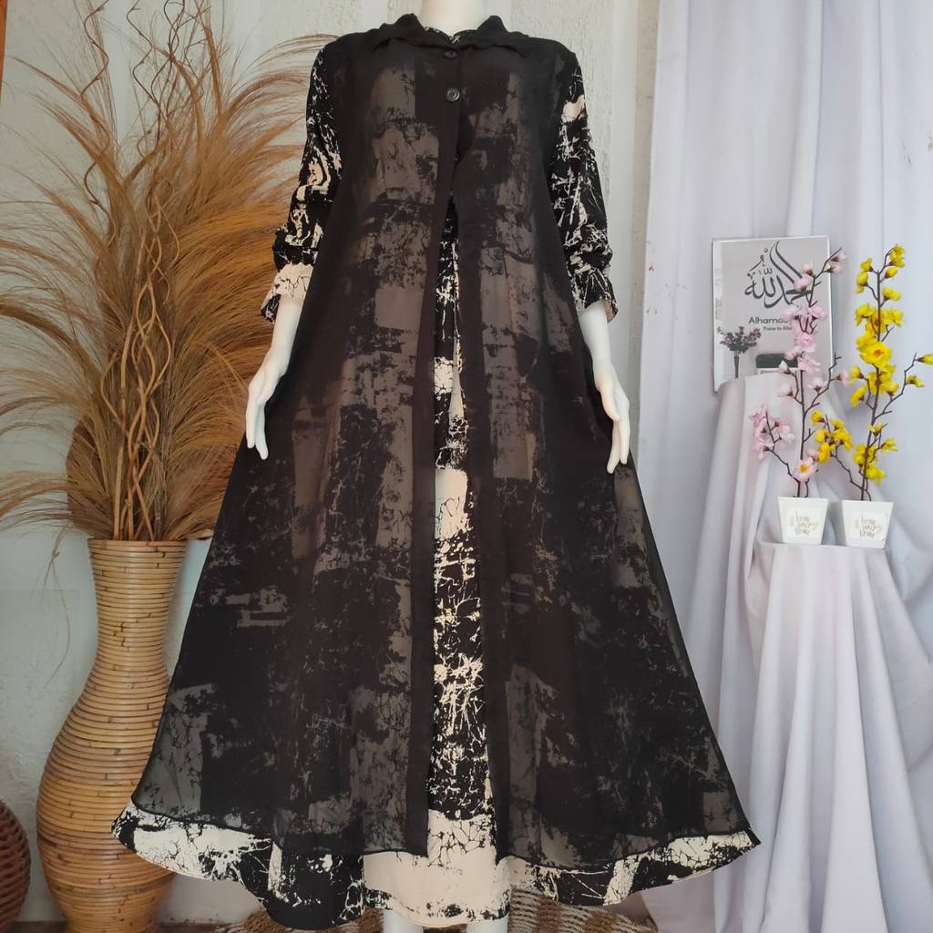 Gamis Gisel Gamis Set Abstrak Maxy Premium Monalisa Combi Ceruty Gamis Lebaran 2025 Terbaru