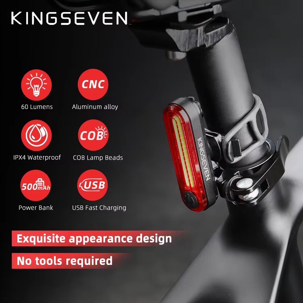 KINGSEVEN Bicycle Light USB arging Warning Tail Light 5 Modes LED Bicycle Tail Light Flashlight MTB 