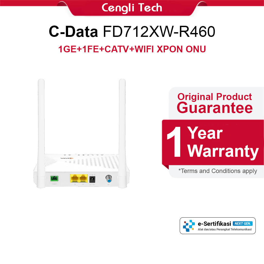 CDATA FD712XW-R460 1GE 1FE CATV WIFI XPON ONU – Dual Band WiFi Fiber FTTH - Modem Router - ONT CDATA