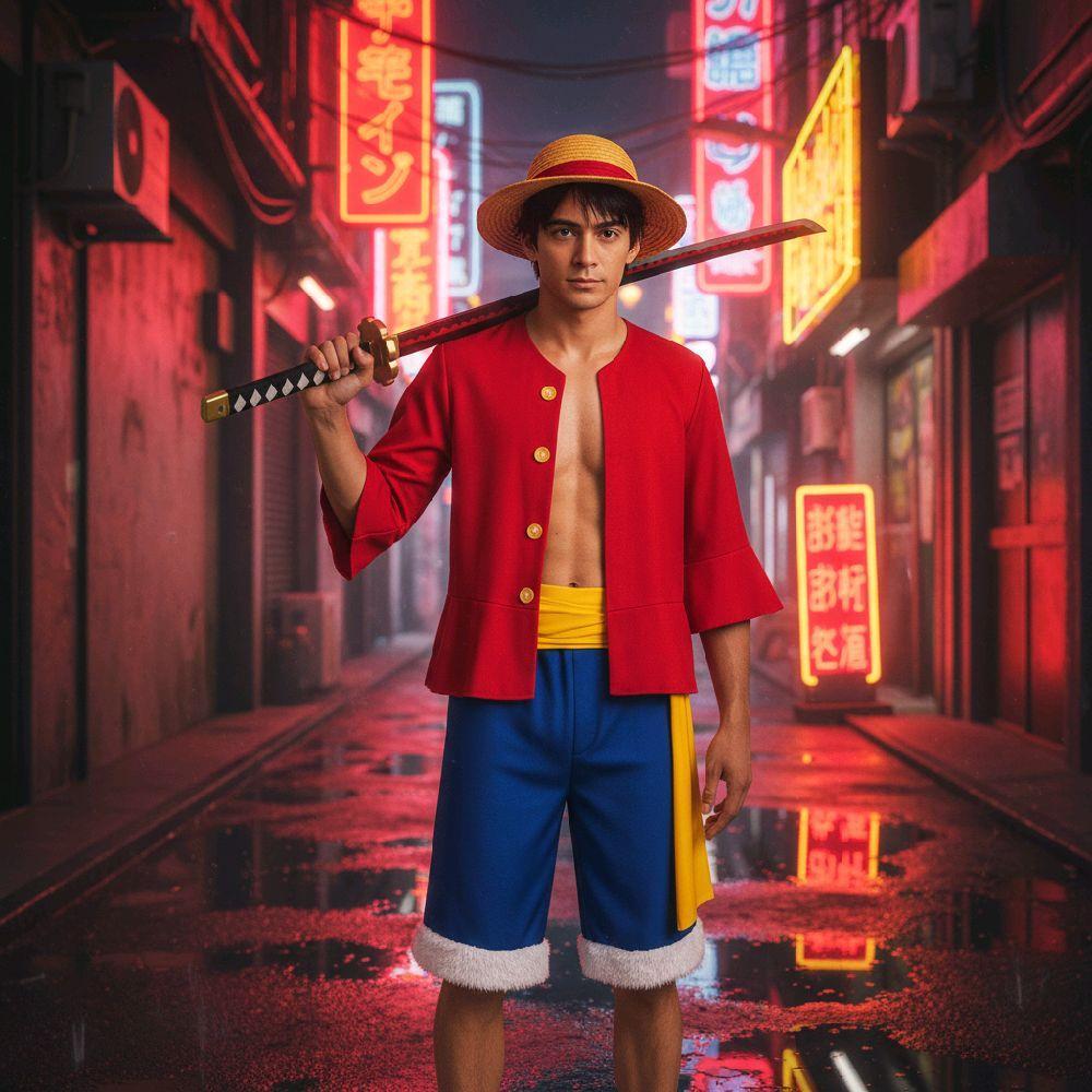 mainan pedang kayu anime milik zoro type shusui bulat merah Full cat panjang total 80cm