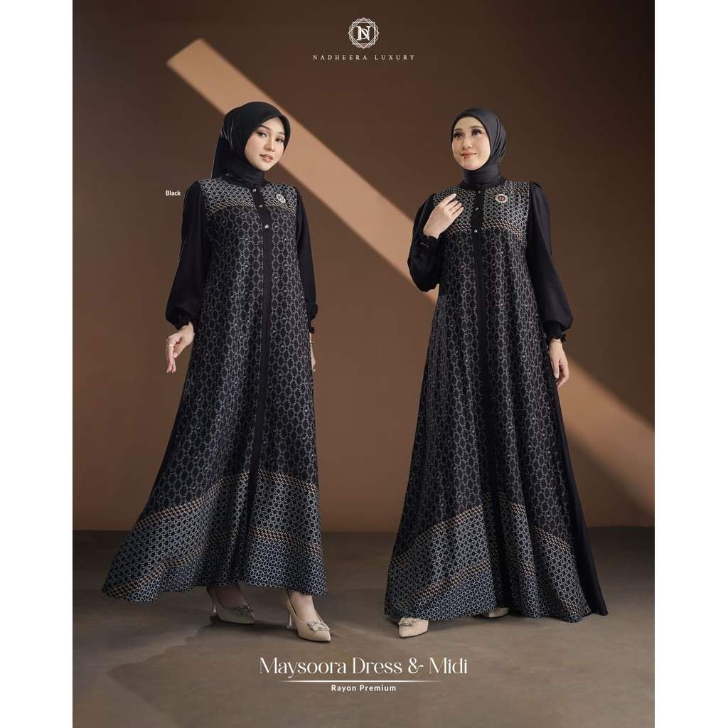 Maysoora dress dan midi dress by nadheera luxury (gamis rayon premium)