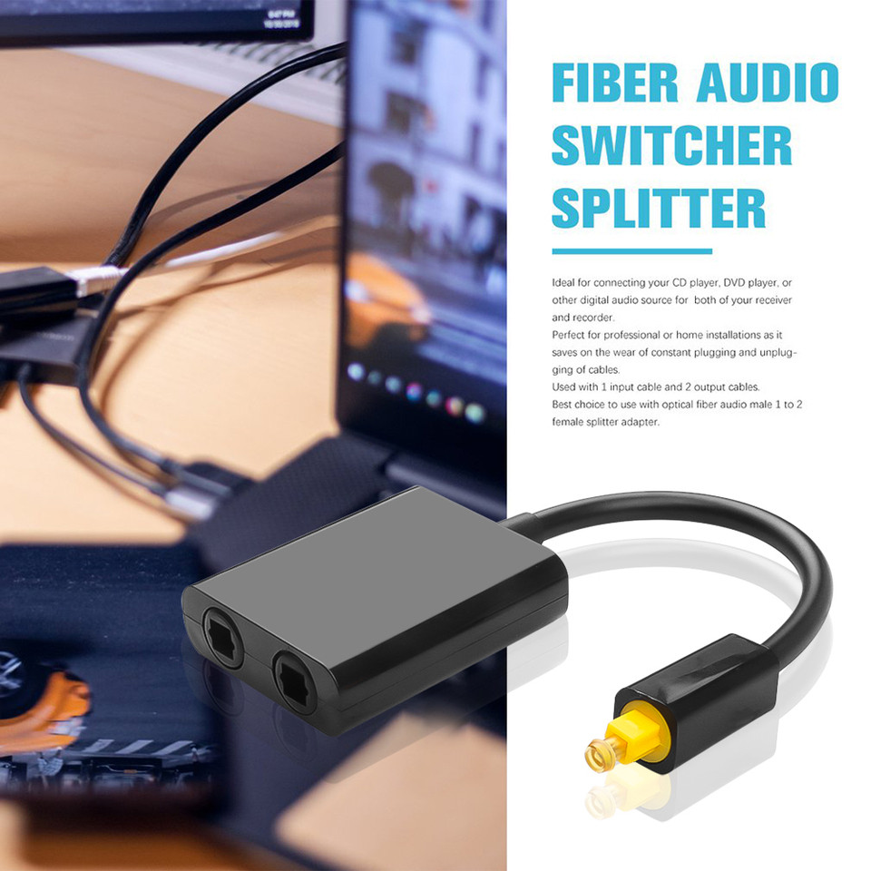 Toslink Splitter 1 in 2 Out Optical Audio Splitter Cable Digital Optical Cable SPDIF Optical Audio D