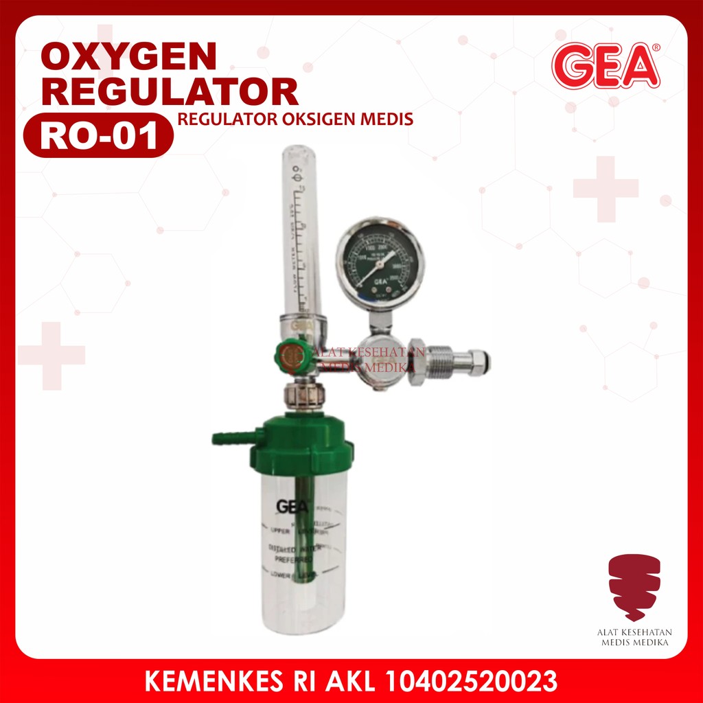 Regulator Oksigen Gea XY 98 RO-01 Tabung Oxigen Medical Oxygen Alat Bantu Pernapasan O2 XY98B YR 86 