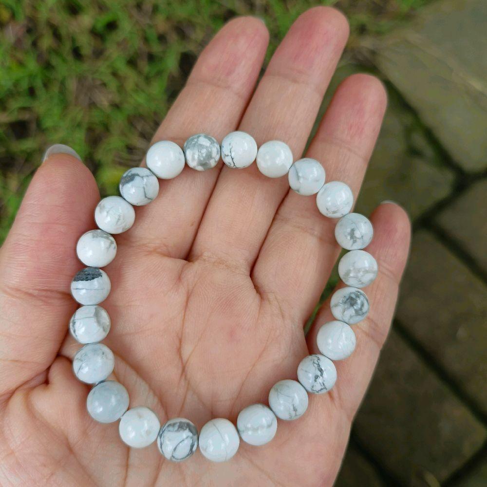 HOWLITE - Gelang Batu Alam Asli Howlite Natutal Grade Premium