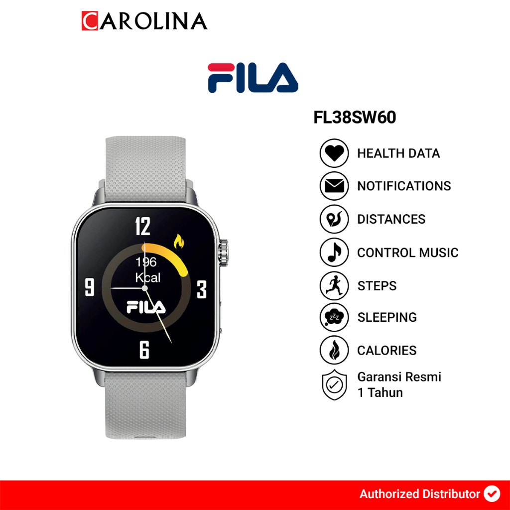 Jam Tangan Unisex FILA SmartWatch FL38SW60C Full Screen Touch Display Grey Strap