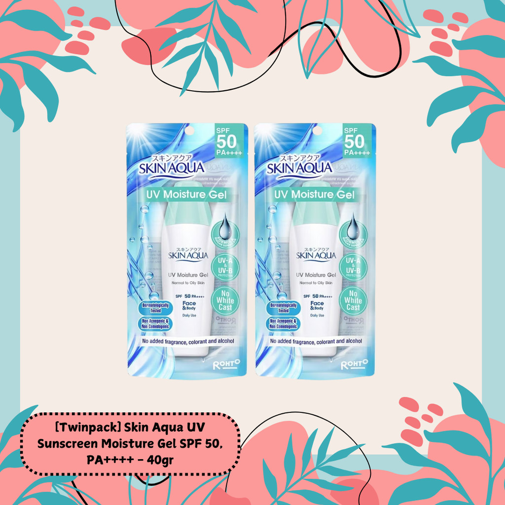 [Twinpack] Skin Aqua UV Sunscreen Moisture Gel SPF 50, PA++++ - 40gr Tutup Hijau