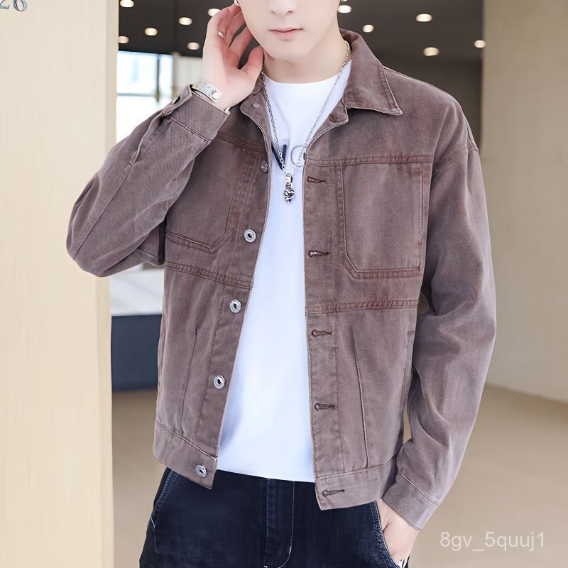 Jaket Denim Slim Fit Kasual Trendy Pria yang Serbaguna