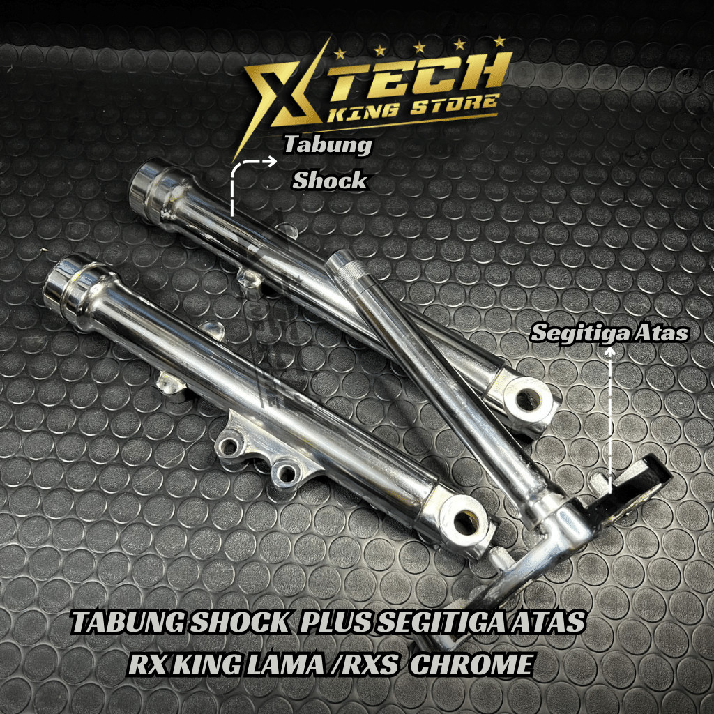 TABUNG SHOCK + SEGITIGA BAWAH RX KING LAMA / RXS – SET TABUNG SHOCK DEPAN CHROME