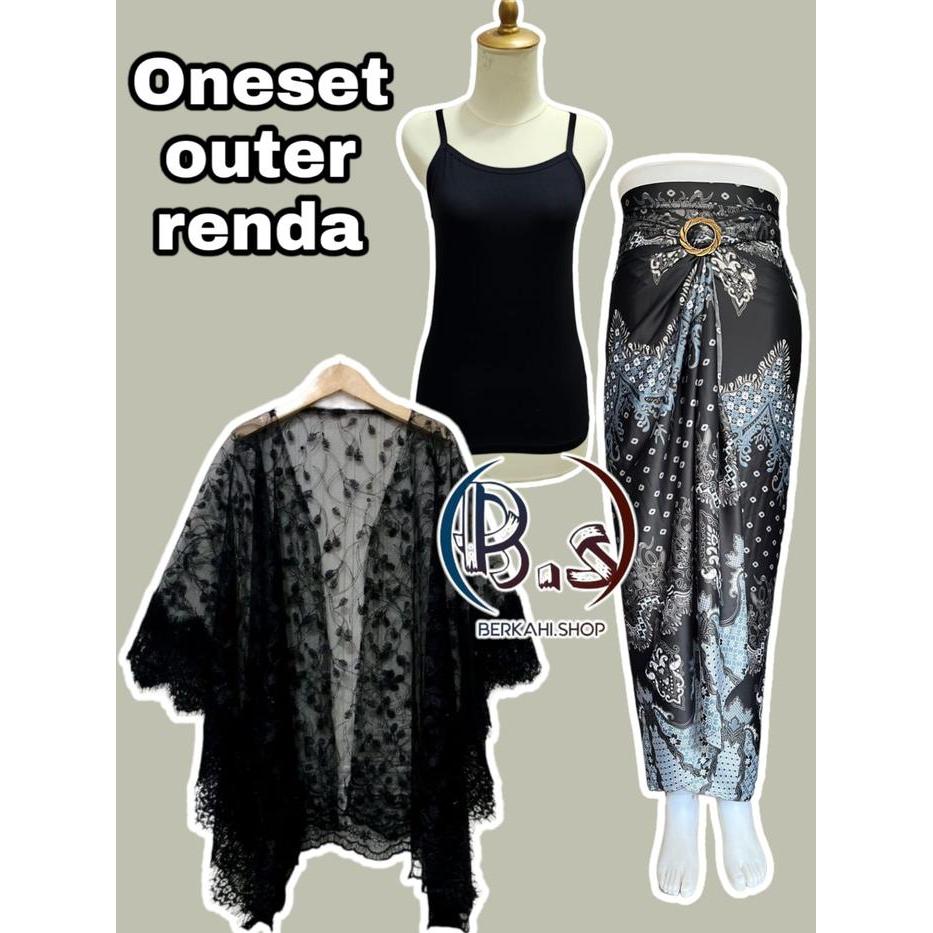 oneset kebaya outer brokat renda cantik mix rok lilit batik kondangan wisuda bridesmaid kebaya moder