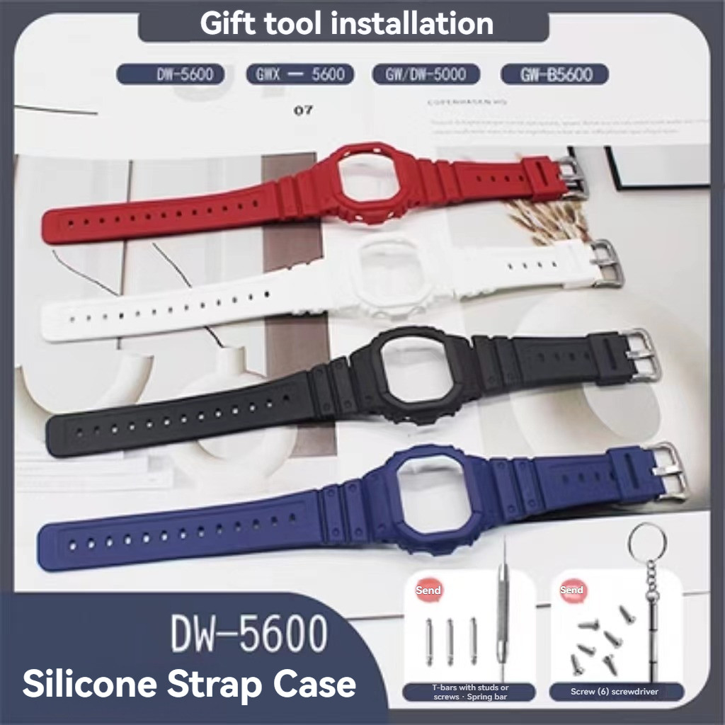 Sport Resin Case Strap Set for DW5600 DW-5600M/E/B/GW-B5600 DW5610 GW-M5610 16MM Watchband Bezel She