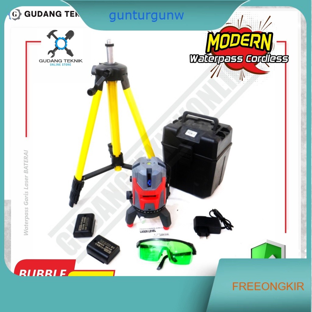 Waterpass Laser Line Level CORDLESS MODERN LD-515 / Waterpas Garis Laser BATERAI - Leveling Line Wat