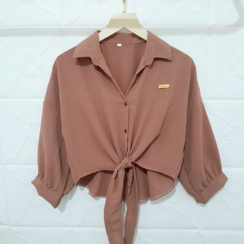 Baju Crincle Airflow All Size Atasan wanita terbaru kemeja crop tali bawah viral