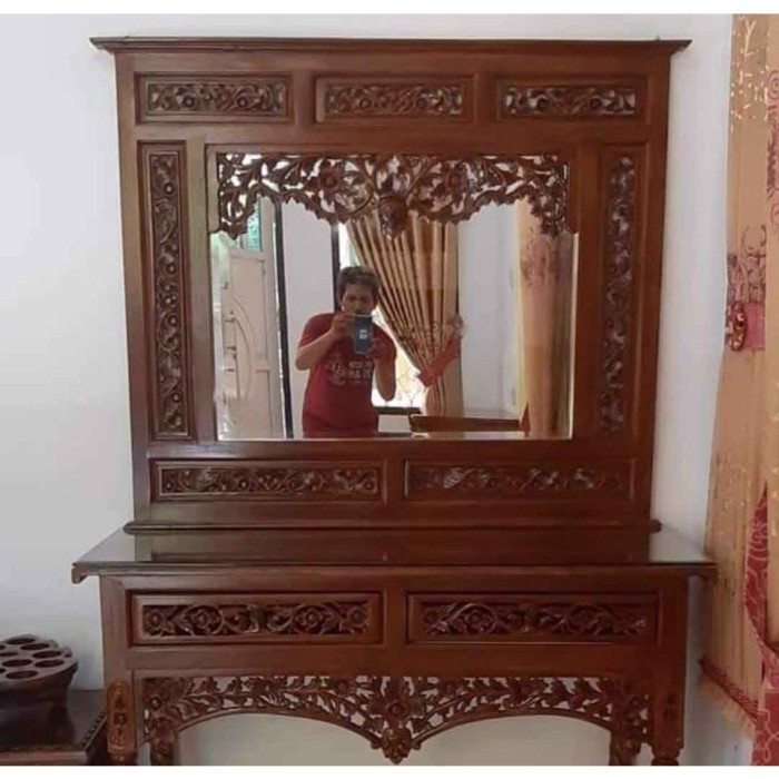 Termurah Meja Rias Tolet Kayu Jati Ukir Jepara gebyok A