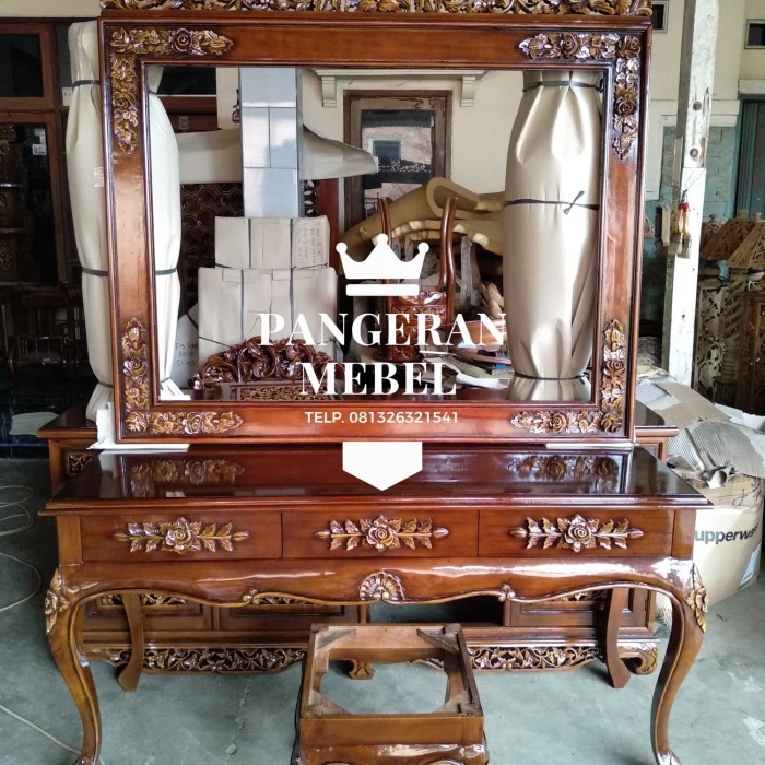 Teermurah Meja Rias Ukir Kayu Jati Antik (meja consule, pigura) A