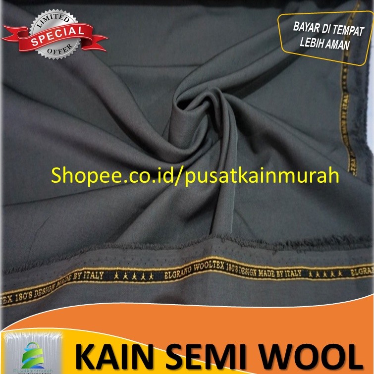 BAHAN KAIN CELANA/ KAIN SEMI WOOL ABU/HITAM/NAVY/ BAHAN KAIN CELANA HITAM PER METER