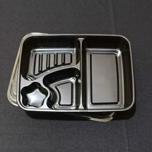 MUMPUNG PROMO Mika Bento 4 Sekat, Kotak Nasi Mika, Tray Bento Kotak Nasi - Mika Bento 4 Sekat, Hitam