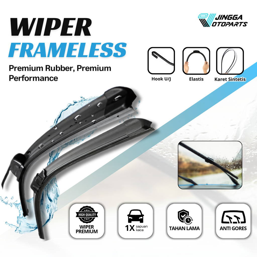 Wiper Mobil Frameless 1 Set Kiri Kanan Wiper Blade Sepasang Universal Untuk Semua Tipe Mobil U101