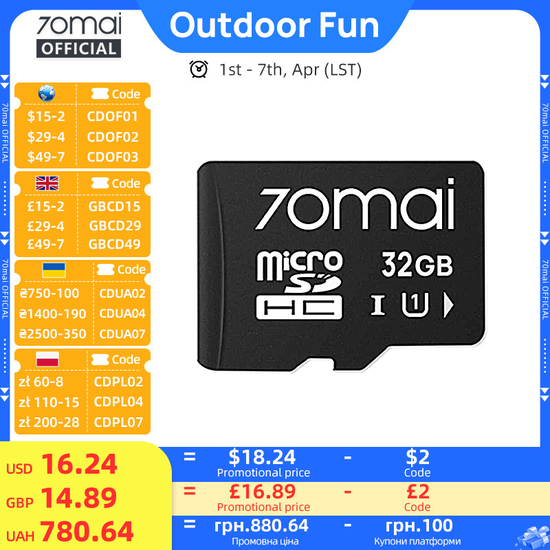 Original 70mai Micro SD Card TF Card UHS-3 Level for 70mai T800 X800 A810 A510 A800SE A800S A500S A2