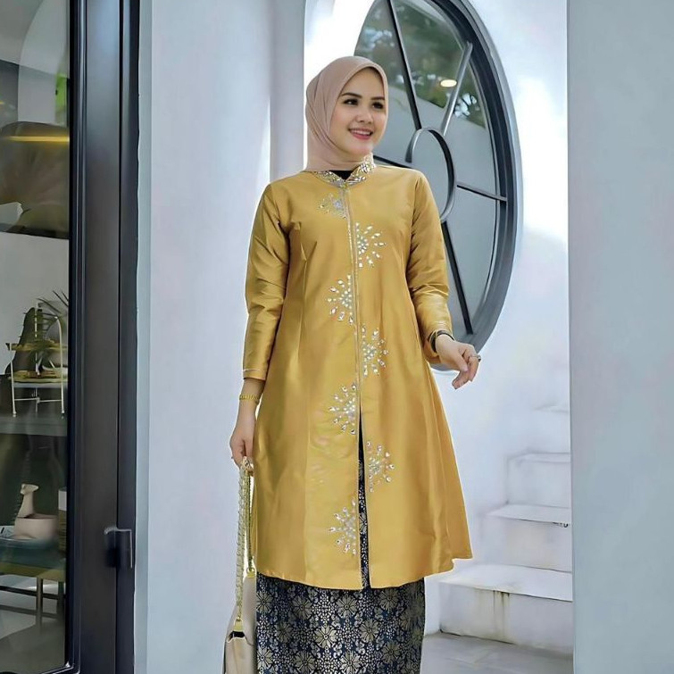 Atasan Baju Kurung Malaysia Tunik Rosalie Full Payet Baju Kurung Serian Warna Terbaru | AK5