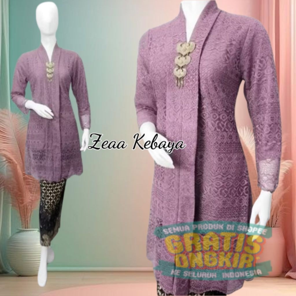 Kebaya Kartini Tunik Modern / Kartini Brokat ethnic Non Gliter / Kebaya Modern / Kebaya Kartini Floy