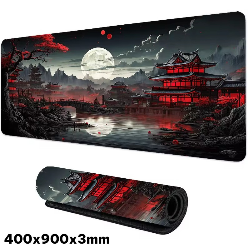 Mouse Pad Gaming Desk Mat Besar Anti Slip Japanese Style, Alas Meja Komputer Motif Jepang Aesthetic 