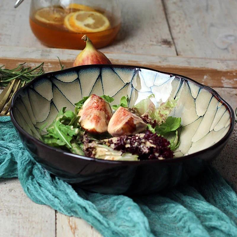 Large vegetable bowls Underglaze color Lamian Noodles bowl Classic Fission Pattern Bowl Japanese cer