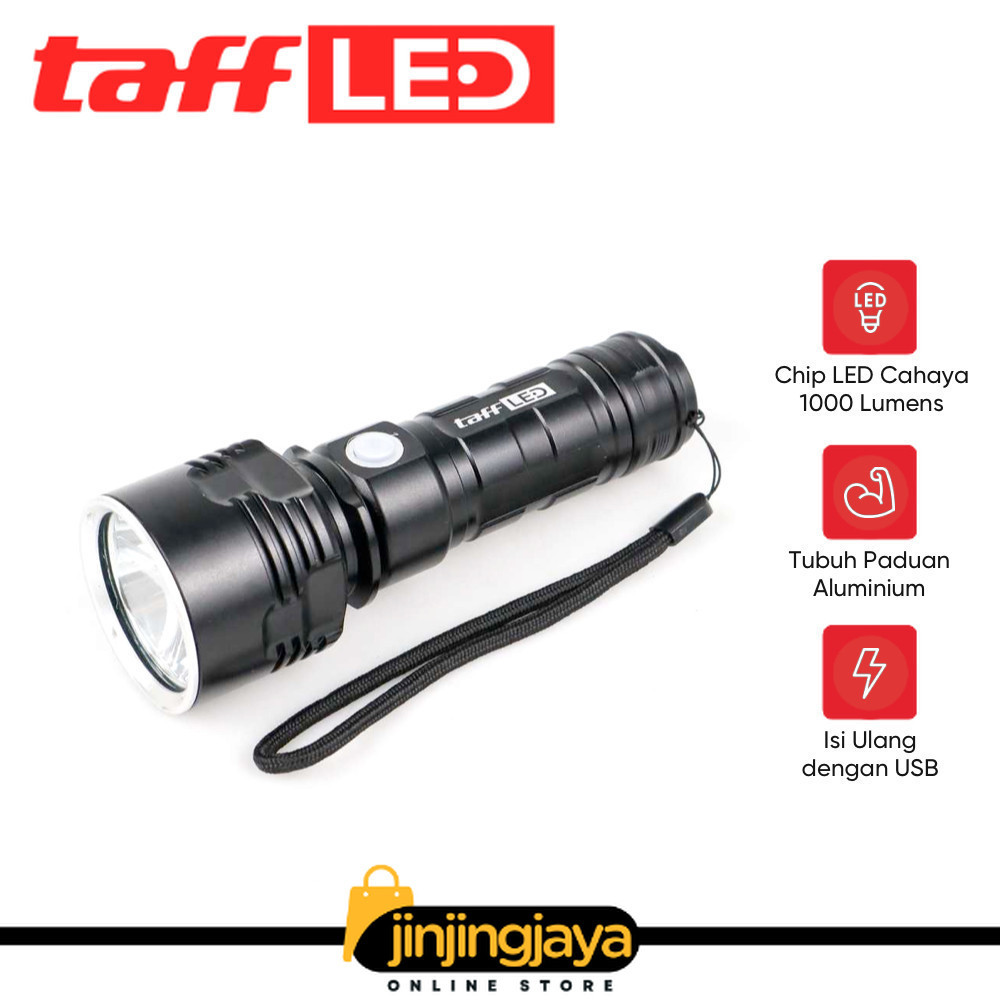 TAFFLED Senter LED USB Rechargeable P70 50W 1000 Lumens - XLM-P70