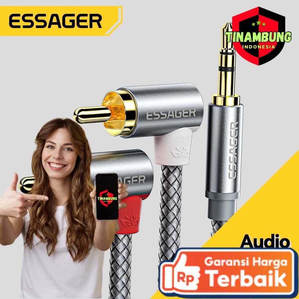 ESSAGER Kabel Audio Jack 3.5mm to RCA Double Lotus Elbow Adapter 3M - EYPWT-MYC0G-P