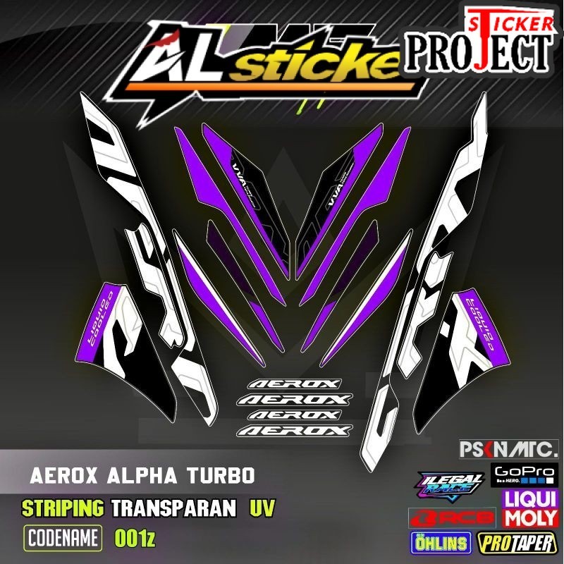 Decal Sticker Striping Variasi Transparan Uv All New Aerox Alpha Aerox Turbo All New Aerox Alpha Cyb