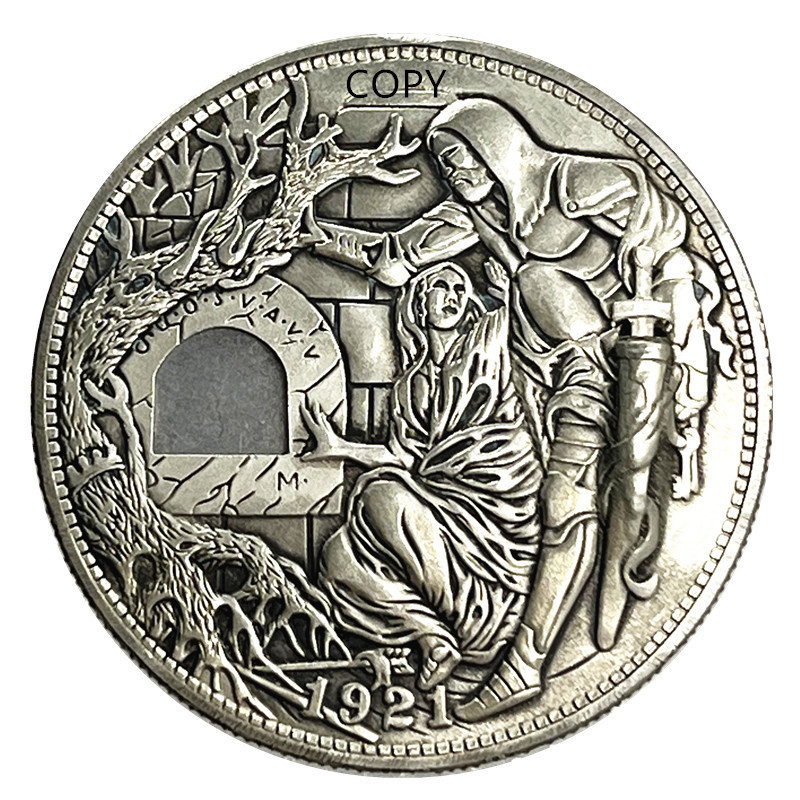 Movable Mechanism Holy Grail Coin Hobo Nickel Morgan Dollar Roman Booteen Wandering Removeable Sword
