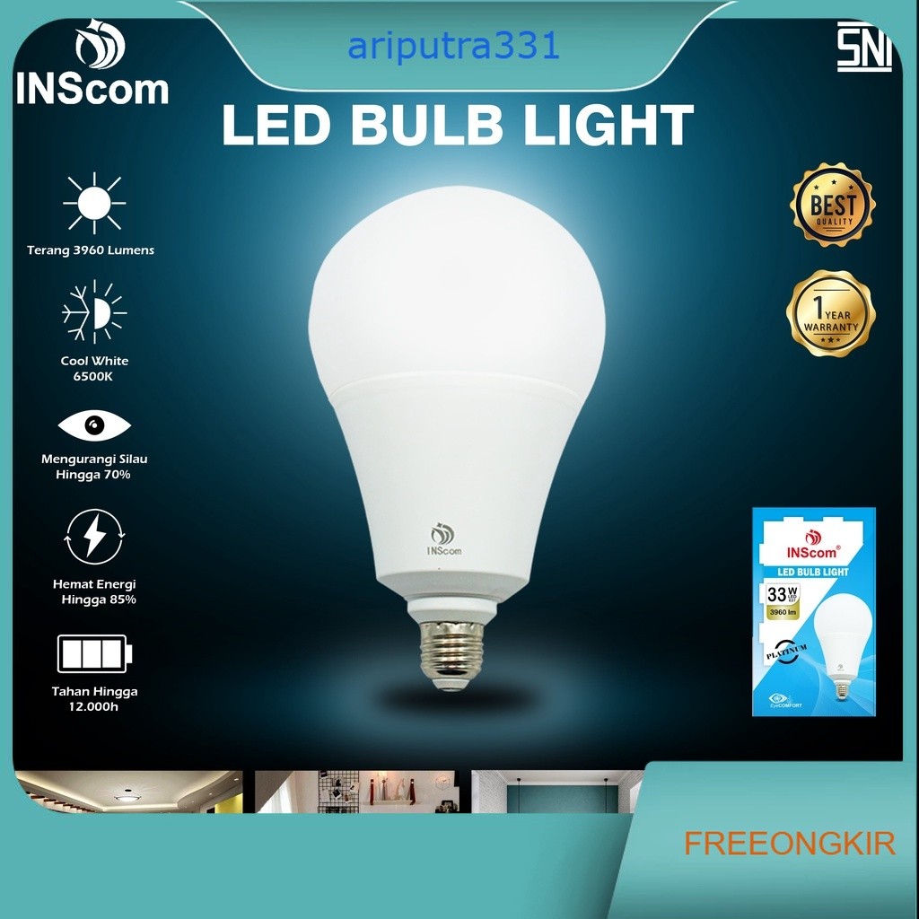LAMPU LED INSCOM E-27 33 WATT/ LED BULB 33 WATT/ LAMPU BOHLAM LED 33 WATT PUTIH