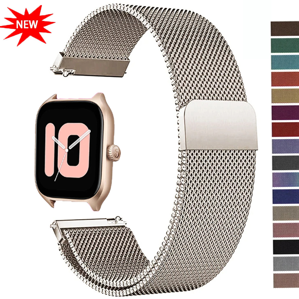 20mm/22mm Milanese band For Amazfit GTS/2/2e/3/4/GTS2 Mini/GTR 42mm/47mm/GTR2/3/4/Pro stratos Metal 