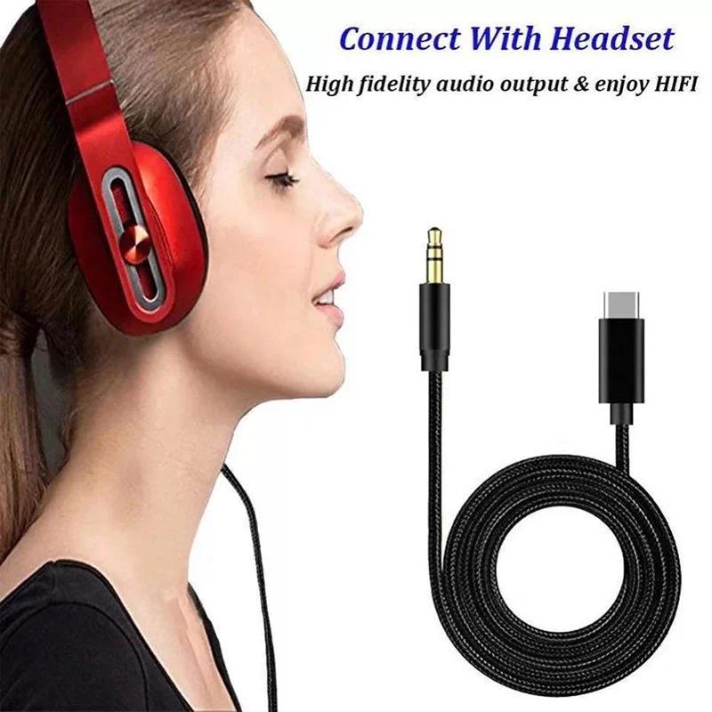 USB C to 3.5 MM Jack AUX Cable DAC Type-C Audio Cabel for Car Speaker Headphone Auxiliary Adapter Fo