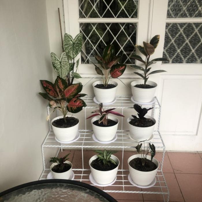 sistastore20 rak pot tanaman atau rak pot bunga 3 susun - gold TERLARIS