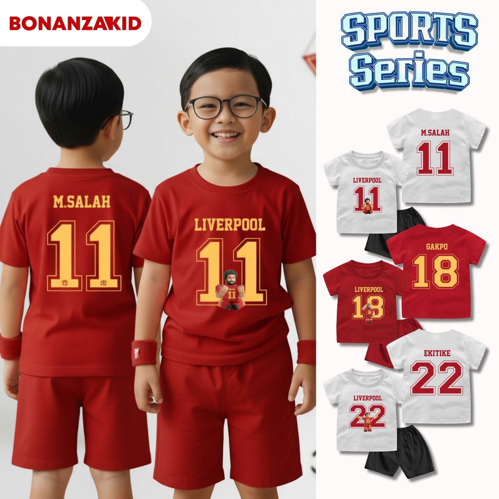 Setelan Kaos Jersey Sport Bayi & Anak Laki-Laki – “Liga Inggris Liverpool” Soccer | Katun Combed 30s