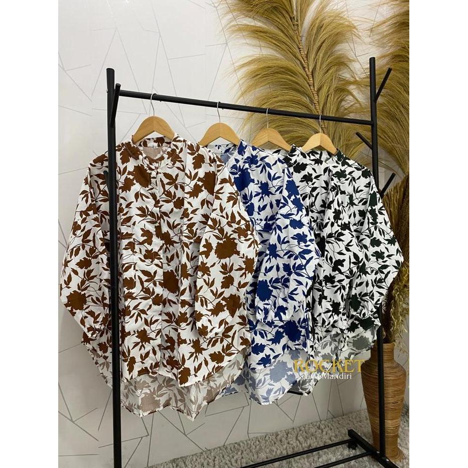 RJM - Devi Motif Daun Jumbo XL LD 144cm | Atasan Wanita Terbaru - Devi XL Hijau Botol