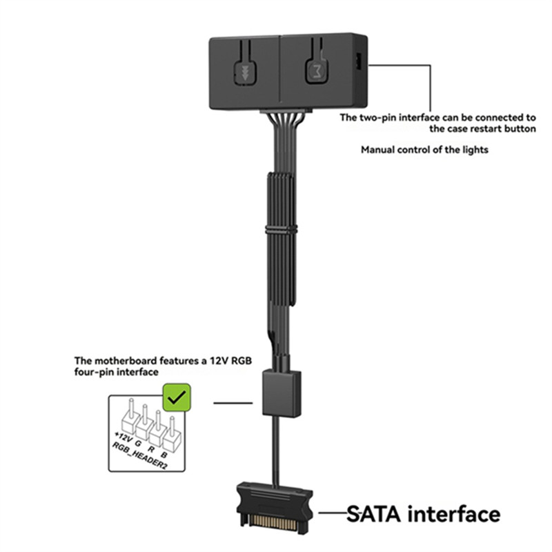 5V 3Pin ARGB To 12V 4 Pin RGB Converter 5V/3Pin ADD-RGB To 12V/4PIN Adapter 5V 3Pin Manual Controlle
