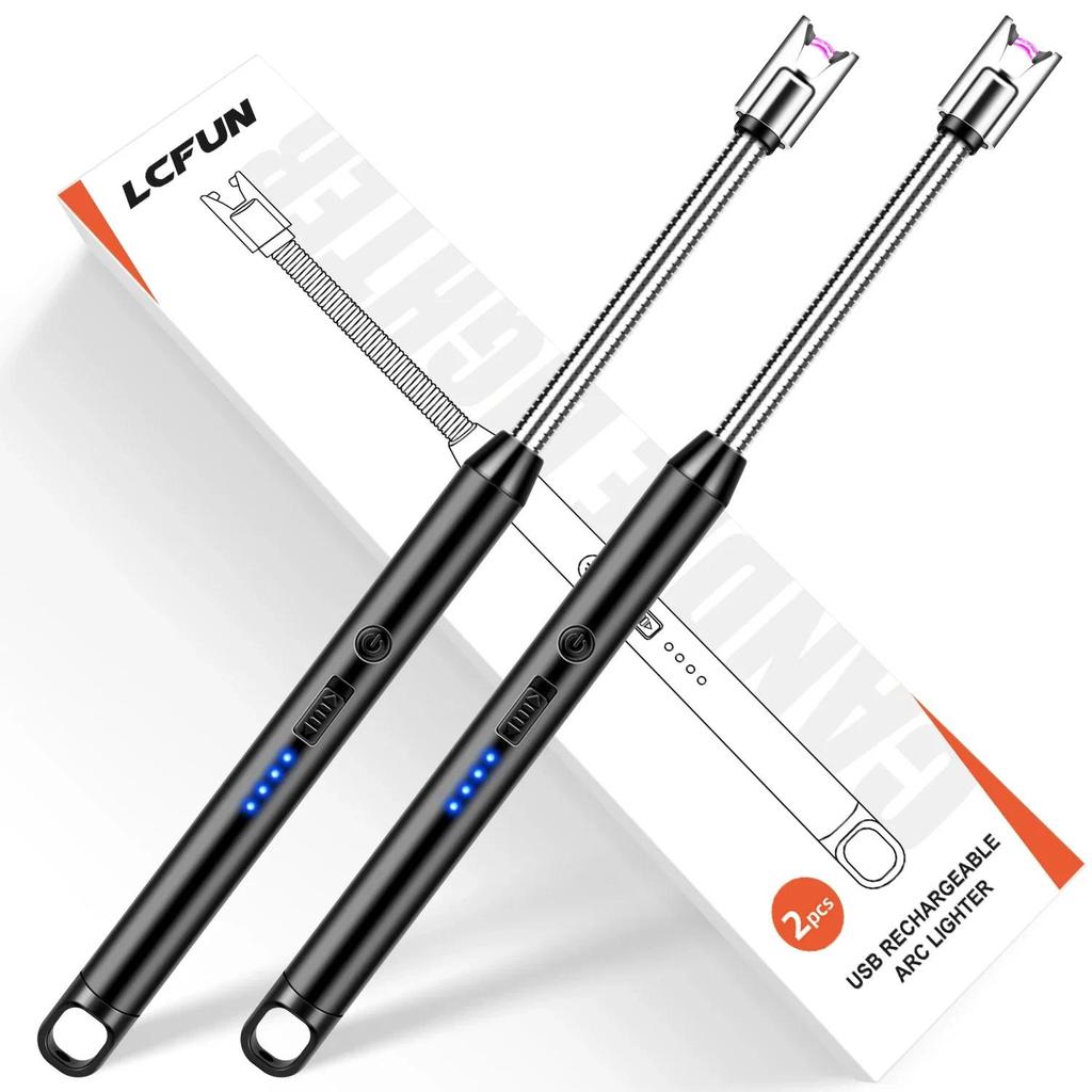 LcFun Candle Lighter Electric Arc Windproof Lighters, USB Rechargeable Lighter with LED Battery spla