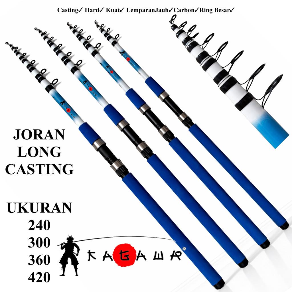 TERBAIK KAGAWA JORAN CASTING LEMPARAN JAUH TELEKOPIK UKURAN 240/300/360/420 CARBON /JORAN SURF RUAS