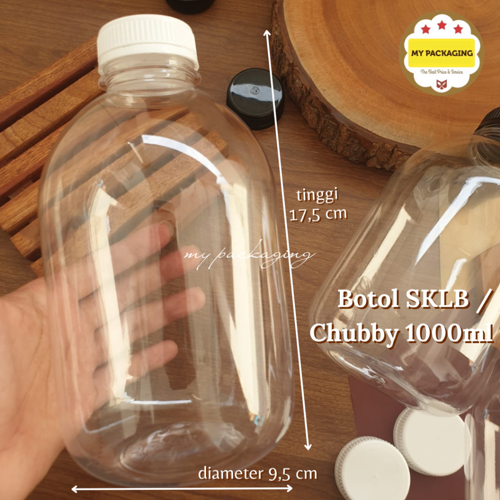 1 BALL 50 Pcs Botol Kale 1000ml Gemuk SKLB – Botol Plastik Chubby 1 Liter | Khusus Gojek/SPX Instant