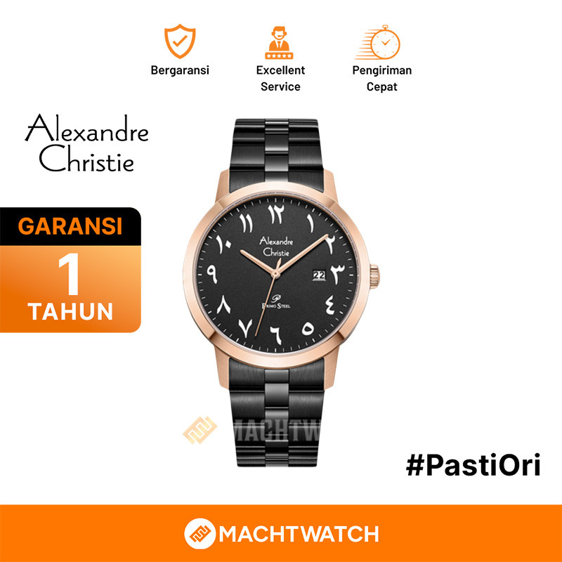 Jam Tangan Pria Alexandre Christie Primo Steel AC 1007 MD BBRBASL ACF-1007 AC 1007 AC1007 Black Dial