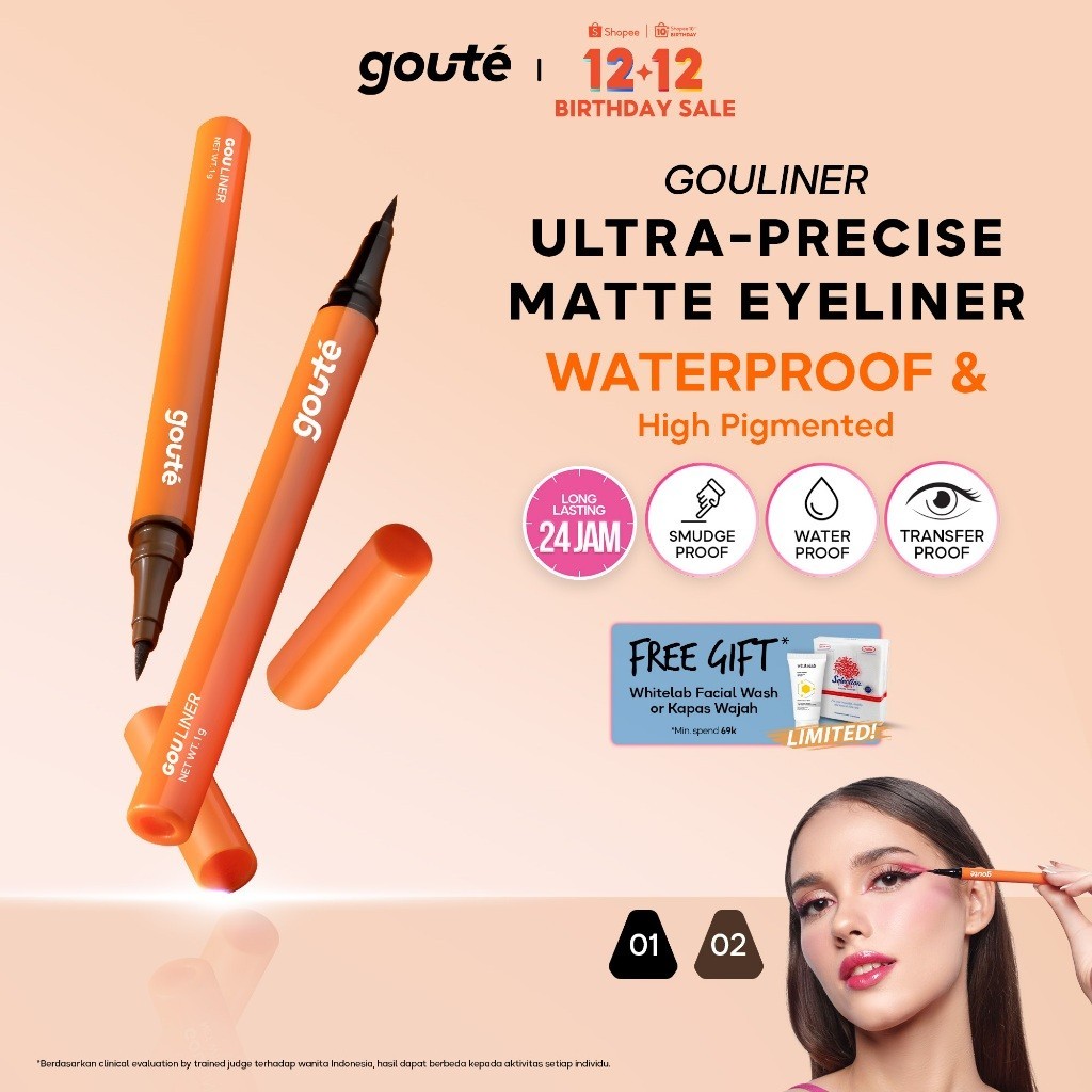 Goute Eyeliner Waterproof - Ultra Precise Tip Long lasting upto 24H | Smudgeproof Transferproof  Gou