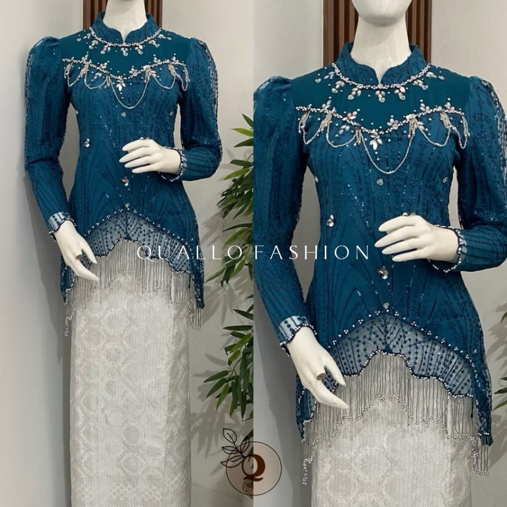 Ruuma.co | Set Kebaya Tulle Aurelie Payet Rumbai by Fathiyah- Kebaya Tulle Spingel - Kebaya Set Song