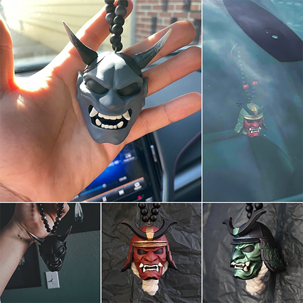 Japanese Oni Samurai Kabuto Helmet Hanging Pent Car Rear View Mirror Charm Prajna Resentful Spirit W