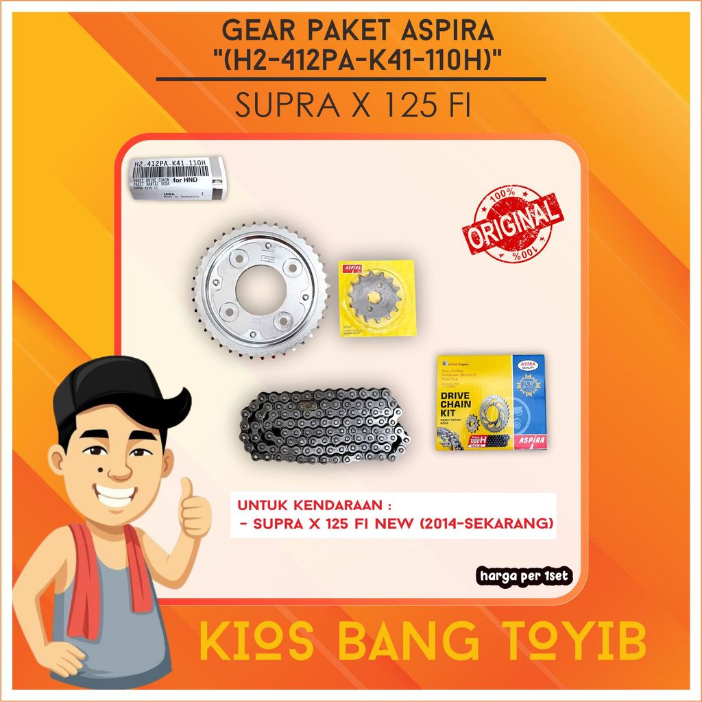 ORIGINAL ASPIRA Gear Set Paket Depan Belakang Honda Supra X 125 FI 39T - 14T/420H - 106L