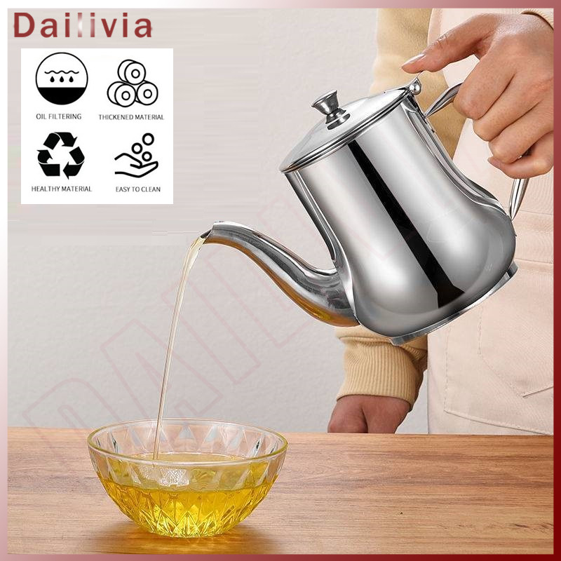 DL - Teko Minyak Goreng Ceret stainless Oil Pot Kapasitas 500ml Teko Penyaringan Minyak