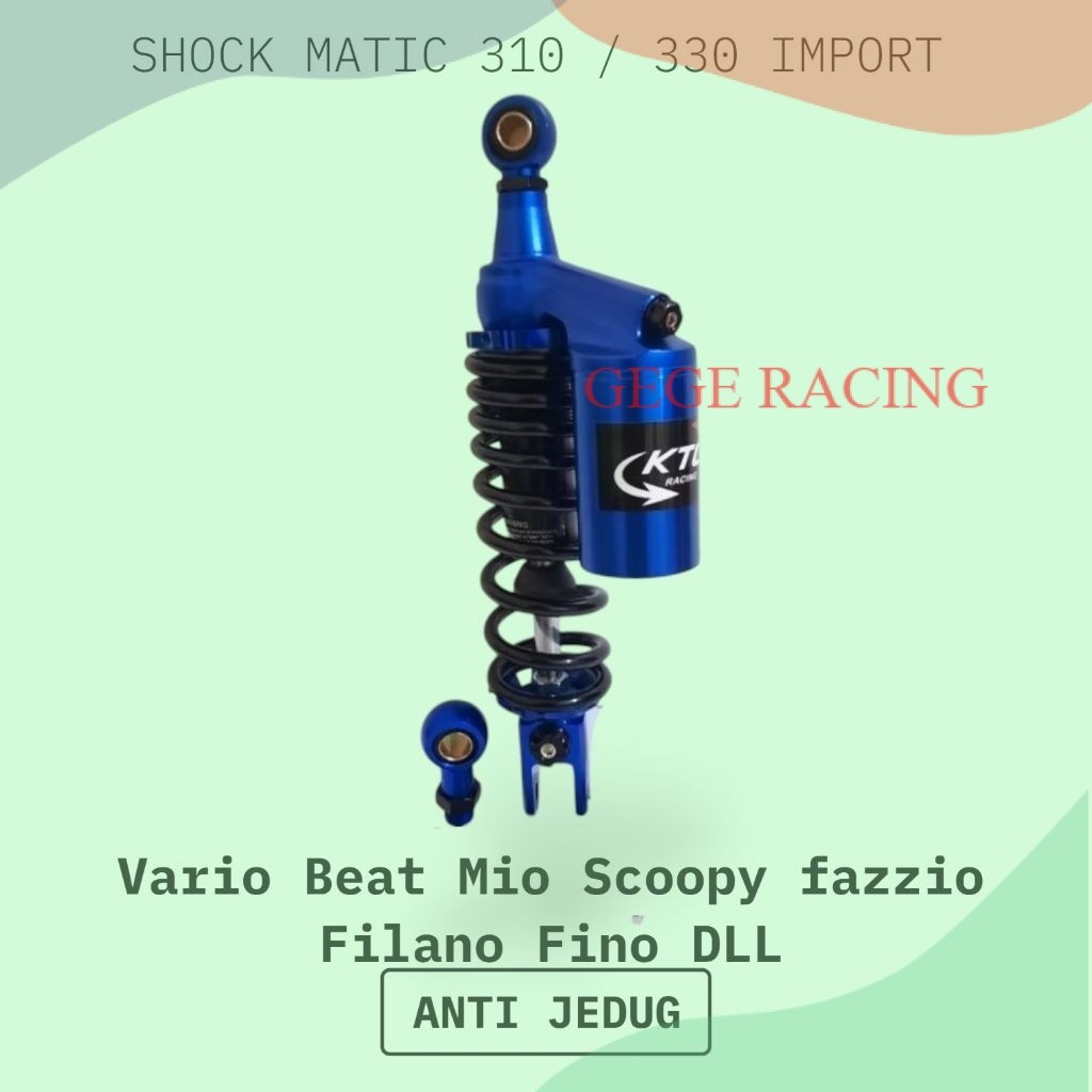GR- Shockbreaker Shock Single Ktc Racing Tabung Atas 310/330mm Matic Vario/ Mio/ Lexi/ Spacy/ Genio/