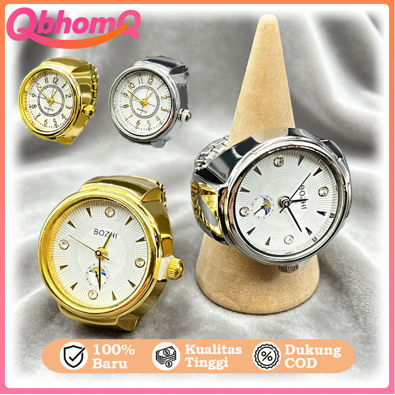 QbhomQ Jam Tangan Cincin Emas Cincin Mini Retro Digital Jam Mini Jam Perhiasan Cocok Untuk Pria Dan 