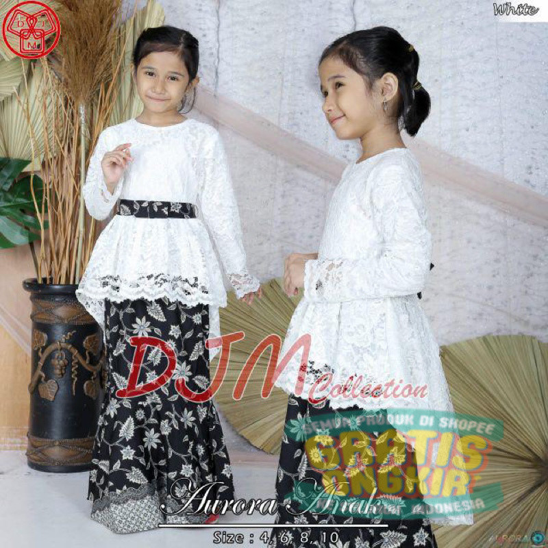 Setelan Kebaya Aurora Anak Brokat Pinguin / Kebaya Anak Modern / Kebaya Kartini Brokat Rok Duyung / 